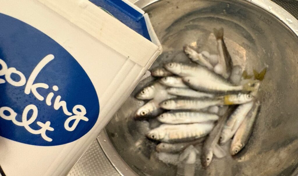 少し塩で洗ってぬめりをとった