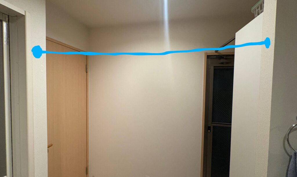洗濯物干しワイヤー取り付けイメージ
