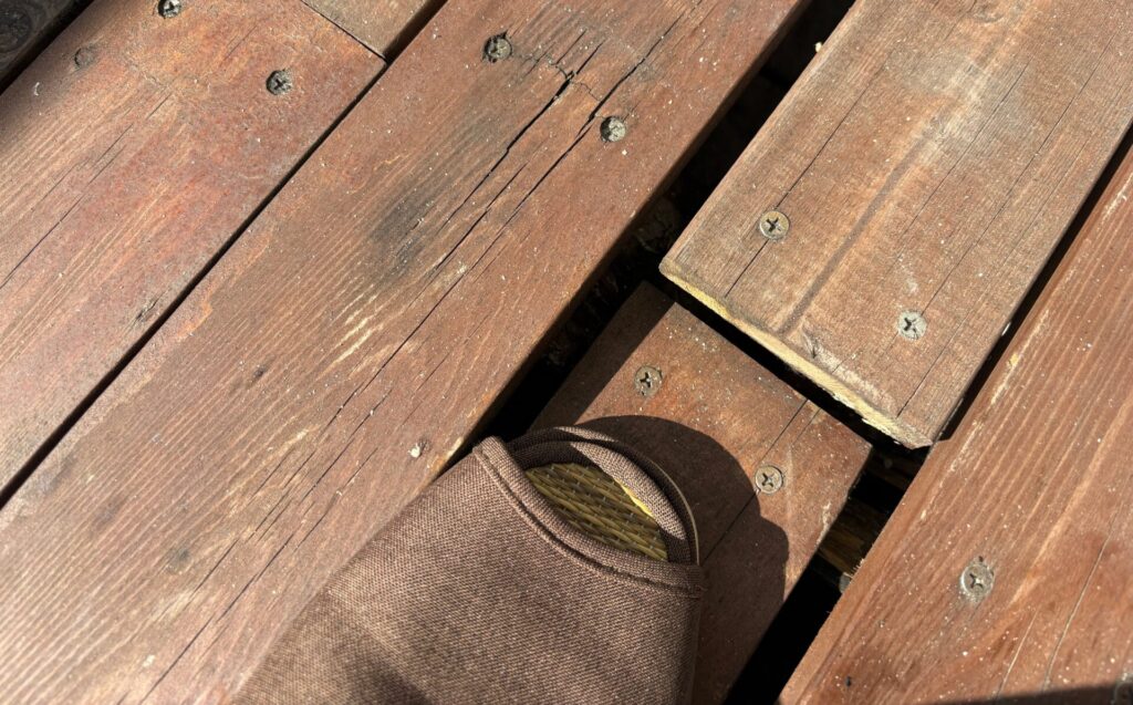 基礎が折れて、床が抜けた状態