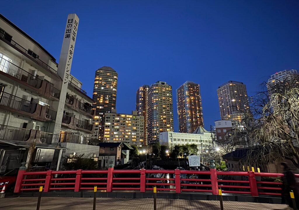 夜景になった佃小橋